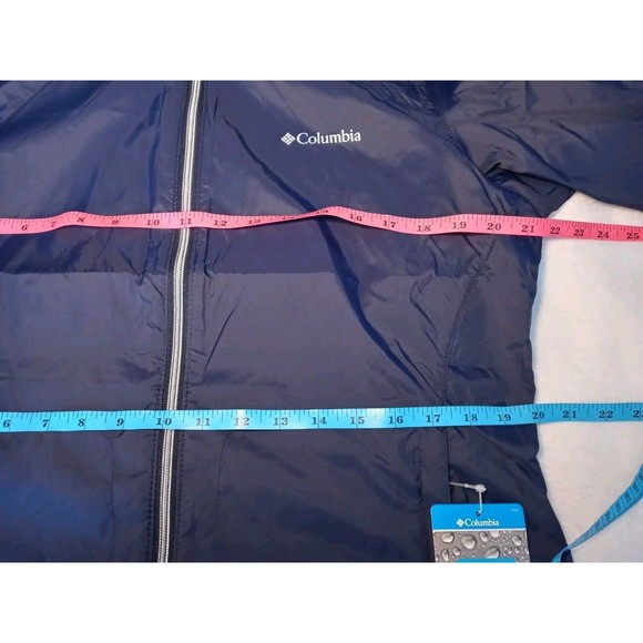 COLUMBIA Switchback™ III  Rain Jacket Navy Blue Hood Pockets Size L - Picture 11 of 16